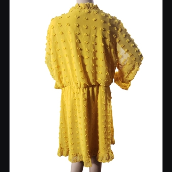 Tacera  Yellow Textured Swiss dot Dress size XL - Picture 3 of 8